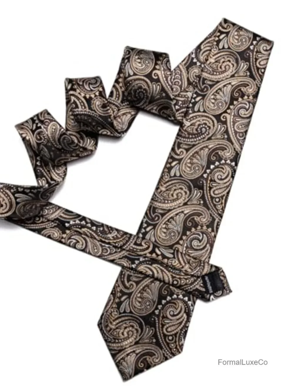 Men's Paisley Tie Set with Cufflinks, Tie Clip, Pocket Square - Formal Business
